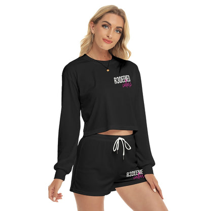 Womens' 2 piece short set blk- loungewear