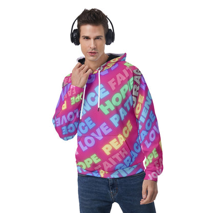 Pink Positive All Over print Hoodie