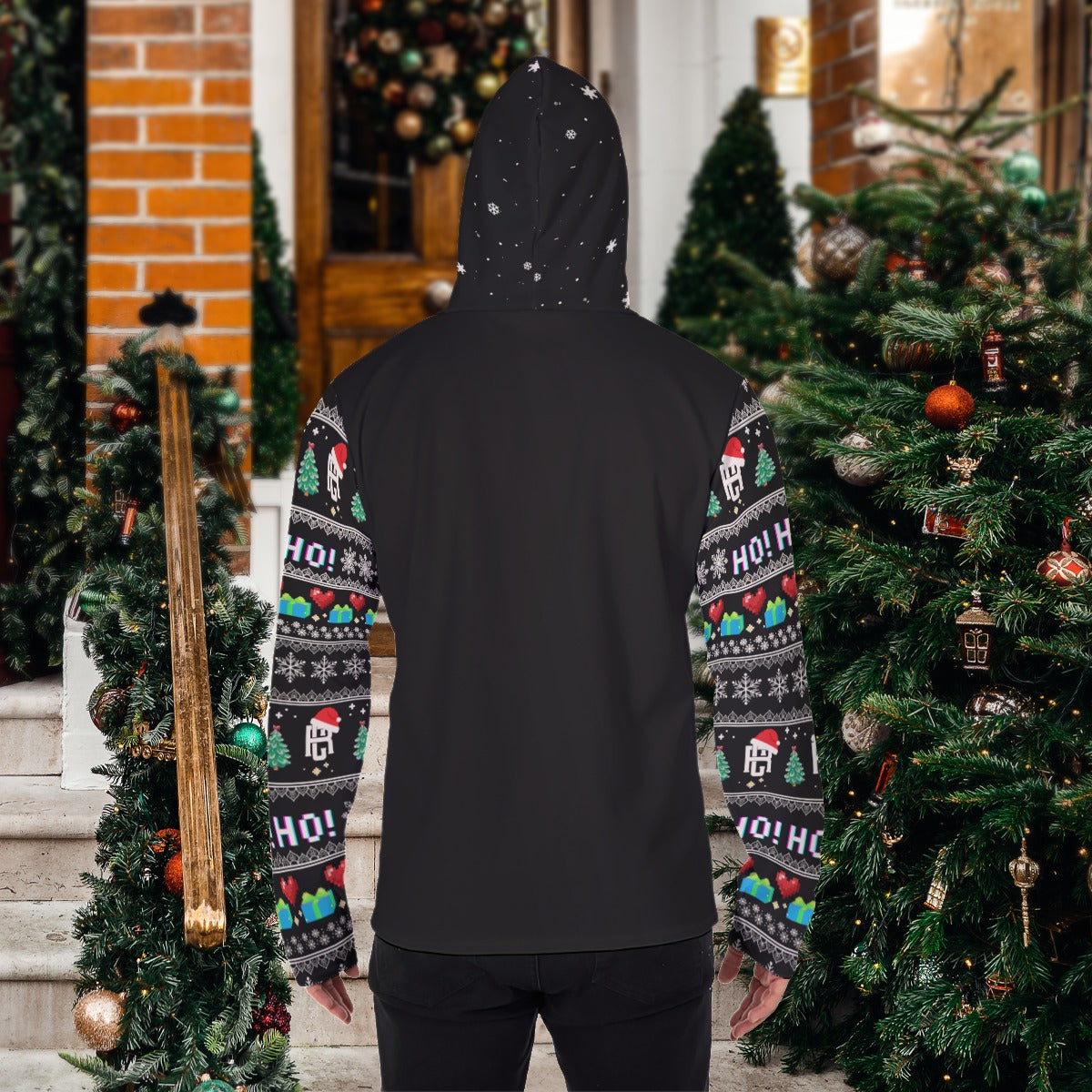 Men's Christmas Pullover Hoodie With Mask