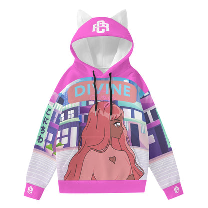 DIVINE JOY Anime Girl Hoodie with Ears