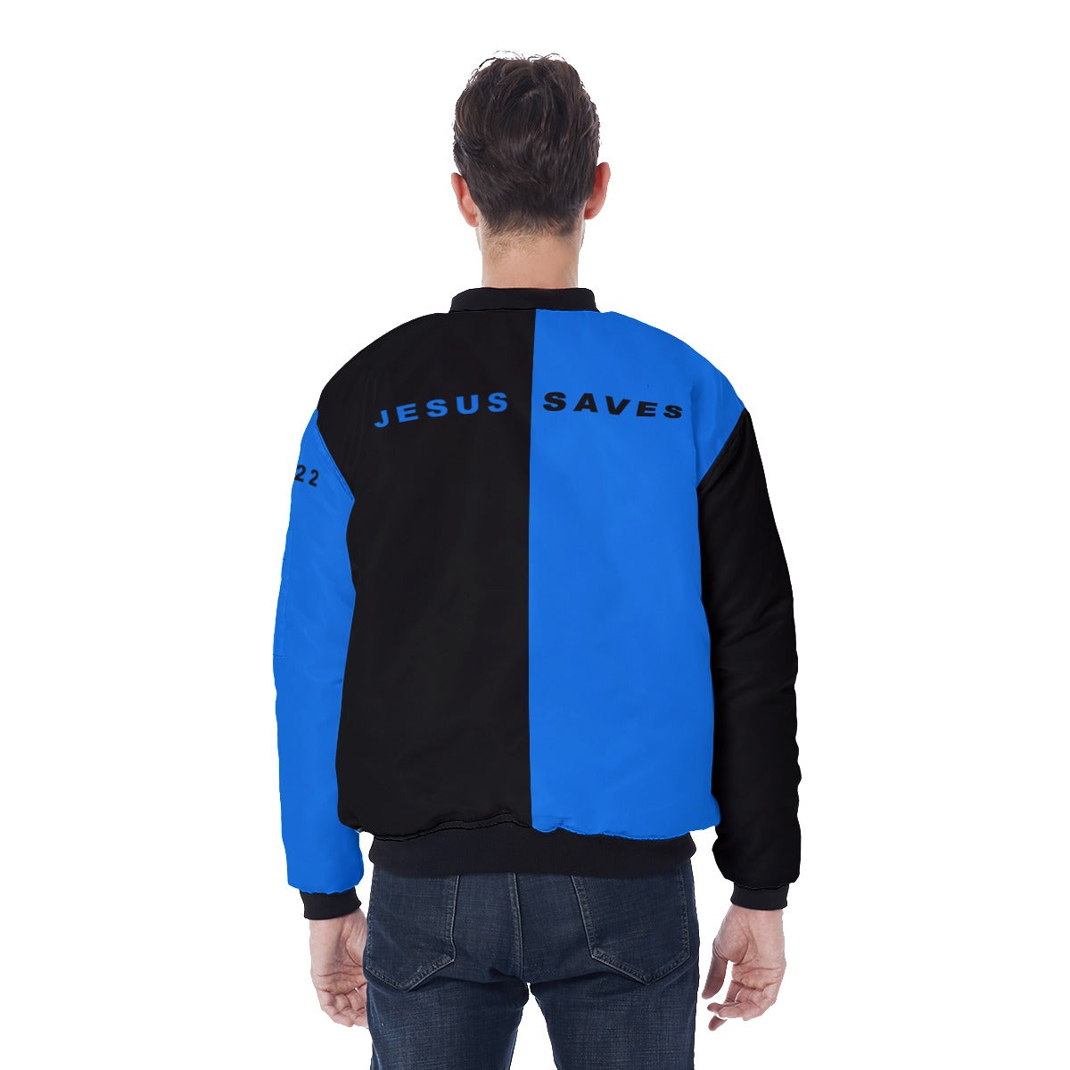 Jesus Saves Bomber Jacket Blue