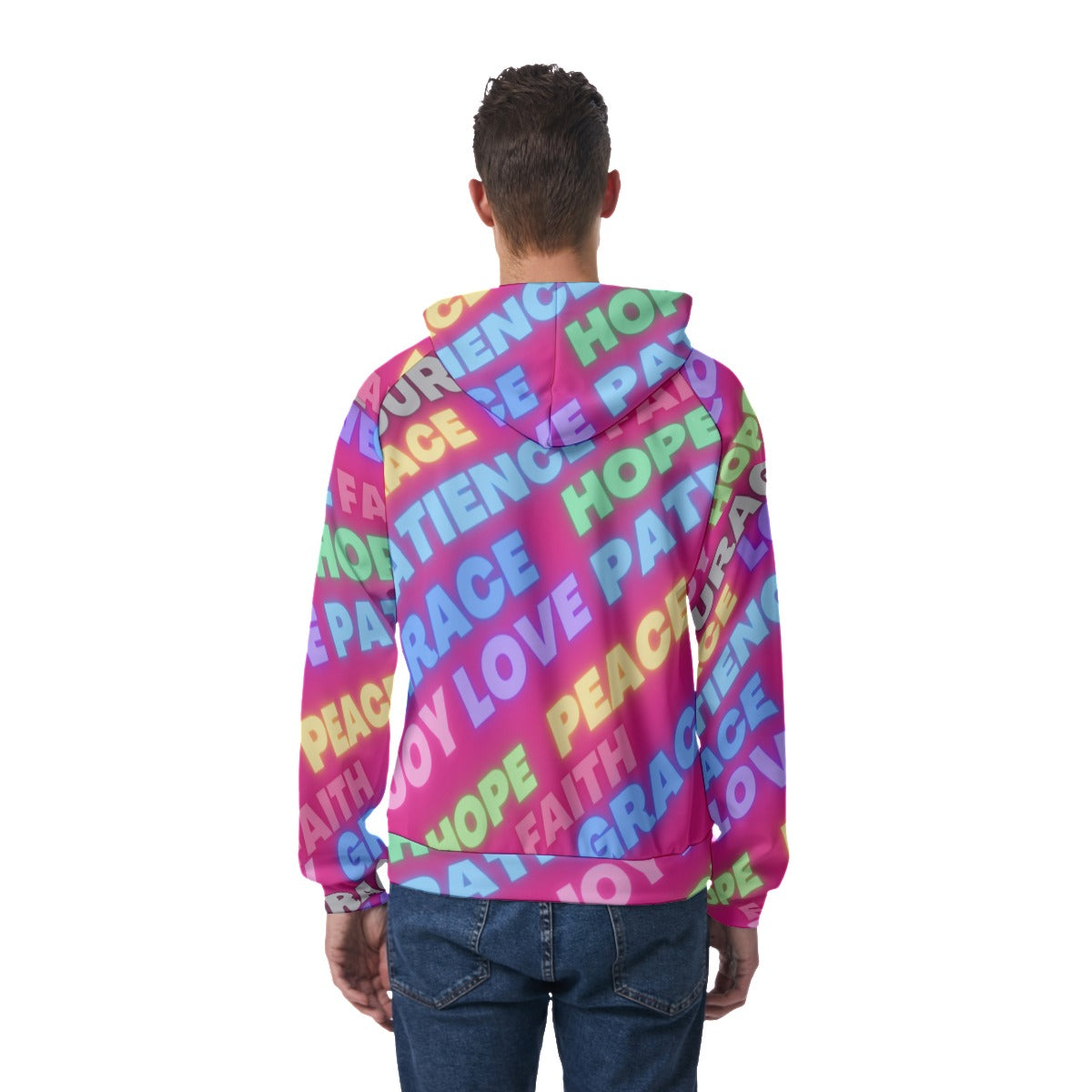 Pink Positive All Over print Hoodie