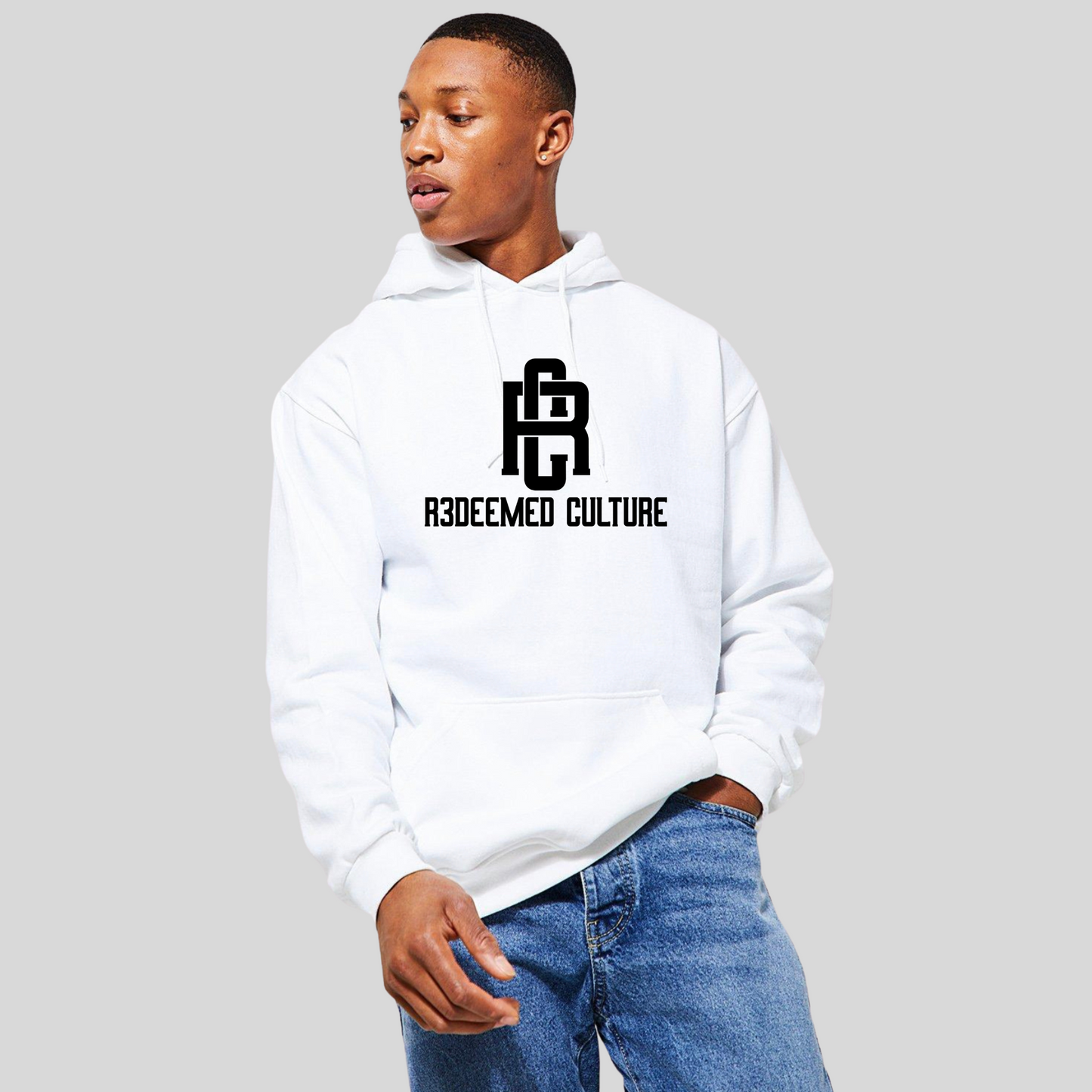 White Hoodie Black RC